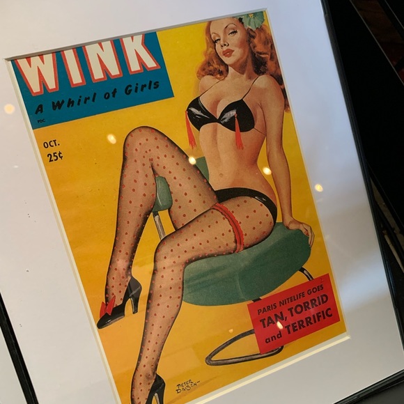 Red haired Wink Pinup print. 5x7 in 8x10 frame - Picture 5 of 7